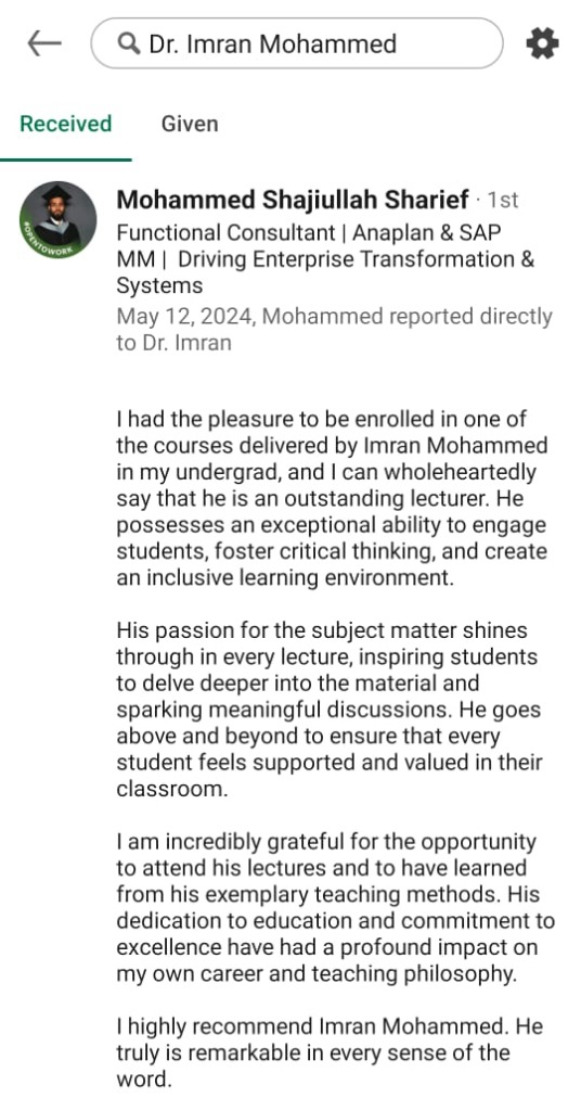 Student Feedback 1